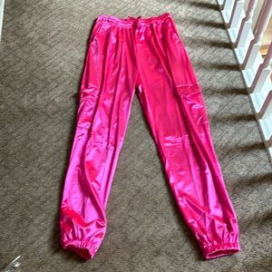 NWOT- Women’s Hot Pink Joggers- look satin